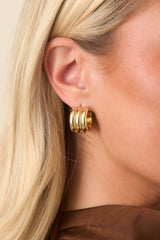 As You Can See Gold Ribbed Hoop Earrings