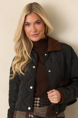Astrid Black Whiskey Quilted Jacket
