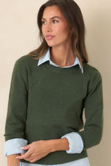 A Moment to Myself Moss Green Crew Neck Knit Sweater