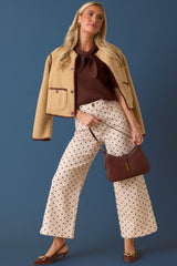 A Spot of Style Ivory & Brown Polka Dot Cotton Pants