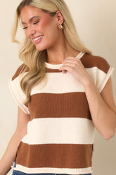 All In A Day Brown & Ivory Stripe Knit Top