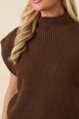 En Saison Jane Brown Mock Neck Sweater Vest