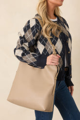 Busy Day Taupe Smooth Finish Shoulder Bag
