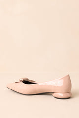 All These Years Beige Patent Faux Leather Pointed Toe Flats