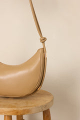 Carried Away Beige Faux Leather Shoulder Bag