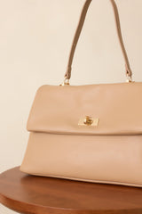 All Sorted Out Beige Faux Leather Top Handle Satchel