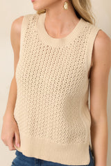 Better Than Ever Beige Knit Sleeveless Top