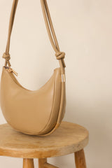 Carried Away Beige Faux Leather Shoulder Bag