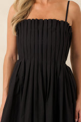 A Reason to Celebrate Black Pleated Cotton Midi Dress
