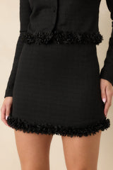 ASTR the Label Claire Black Tweed Beaded Flower Skirt