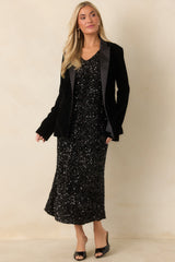 Done Deal Black Velvet Contrast Collar Blazer
