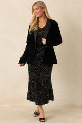 Done Deal Black Velvet Contrast Collar Blazer