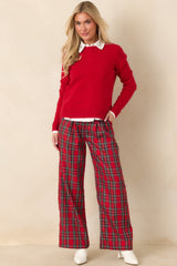 A Moment to Myself Red Crew Neck Knit Sweater