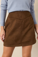 Dressed to Persuade Brown Faux Suede Mini Skort