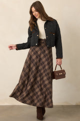 Astrid Brown Ada Plaid Maxi Skirt