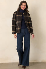 A Certain Air About You Brown Plaid Wool Blend Jacket