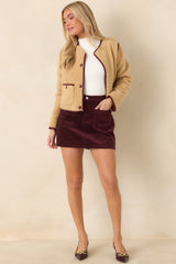 Autumn Agenda Burgundy Corduroy Mini Skort