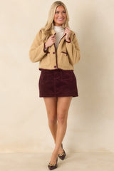 Autumn Agenda Burgundy Corduroy Mini Skort
