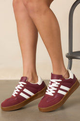 Chasing Chill Burgundy Faux Suede Lace-Up Sneakers