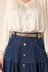 Endless Charm Taupe Textured Faux Leather Belt