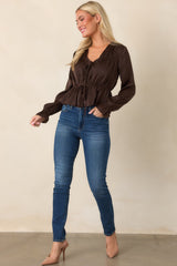ASTR the Label Tatiana Brown Poet Sleeve Blouse