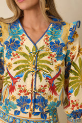 AIYIA Madrid Multi Cotton Tie-Front Top