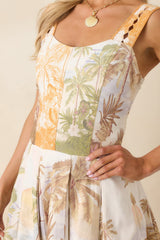 AIYIA Nevaeh Multi Tropical Beach Print Pleated Mini Dress