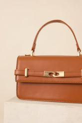 Carry On Your Way Cognac Brown Faux Leather Top Handle Bag