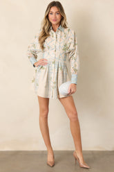 En Saison Georgina Ivory Floral Lattice Textured Mini Shirt Dress