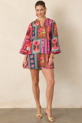 CROSBY Skyler Vintage Vignette Multi Mini Dress