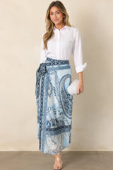 Anna Cate Wiley Blue Myth Paisley Wrap Maxi Skirt