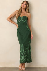 Anna Cate Hayden Green Regal Scallop Strapless Midi Dress