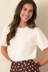 Astrid Maisie Ivory Knit Short Sleeve Sweater