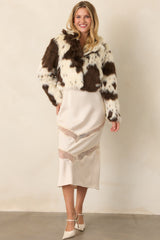 Astrid Brown Cow Bovine Bomber Jacket