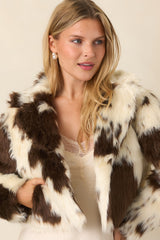 Astrid Brown Cow Bovine Bomber Jacket