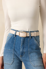 Catching The Train Ivory Stitch Border Belt