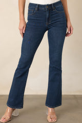 A Fine Example Dark Wash Cotton Denim Slight Flare Jeans