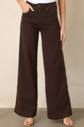 Always On Trend Dark Brown High Rise Wide Leg Jeans