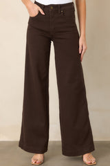 Always On Trend Dark Brown High Rise Wide Leg Jeans
