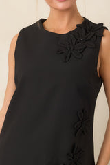 Every Last Detail Black Floral Appliqué Sleeveless Mini Dress