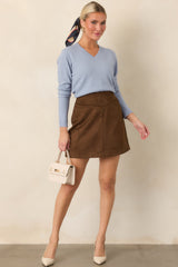By the Way Dusty Blue V-Neck Knit Sweater