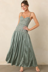 ASTR the Label Kaylani Sage Lace Bustier Maxi Dress