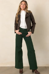 Always In Style Forest Green High Rise Wide Leg Jeans