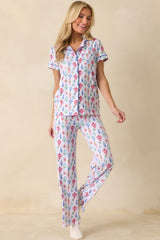 Decked In Delight White Multi Ornament Pajama Pants