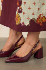 Cloud Nine Nights Wine Patent Slingback Block Heels