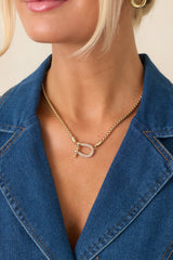 Can't Let Go Gold & Crystal Shackle Box Chain Necklace