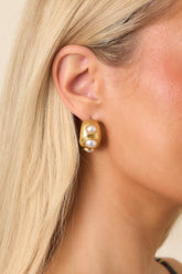 A Little Lavish Gold & Pearl Hoop Earrings