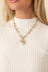 A Token of Affection Gold Pearl Pendant Chain Necklace