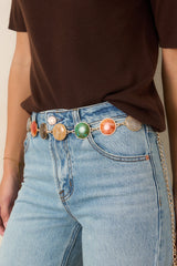 A Stone's Throw Gold Multi Marbled Chain Belt