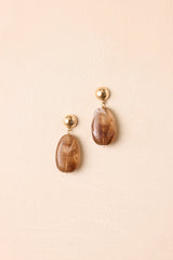 Current Mood Gold & Brown Marbled Bead Drop Earrings